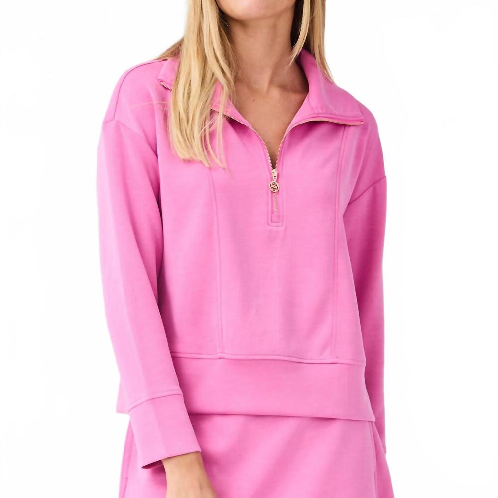 NEW MARY SQUARE regan half zip pullover in pink